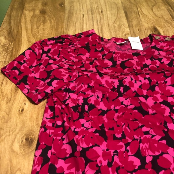 NWT $60 USD J Crew Red Pink Puff-Sleeve Top In Cotton Poplin Womens Size Small - Picture 2 of 9